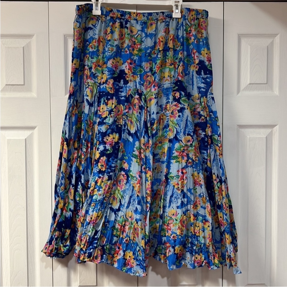 Westport Floral A-Line Skirt - Blue and Multicolor